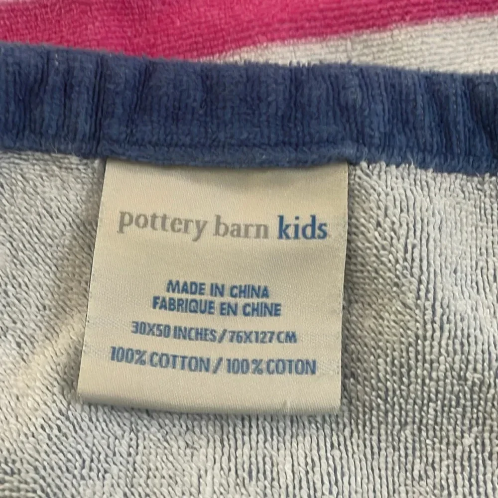 Pottery Barn Kids Stripe Whale Hooded Beach Towel Multi Pink Blue White